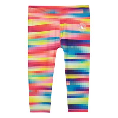 Girls' multi-coloured pixel printed leggings